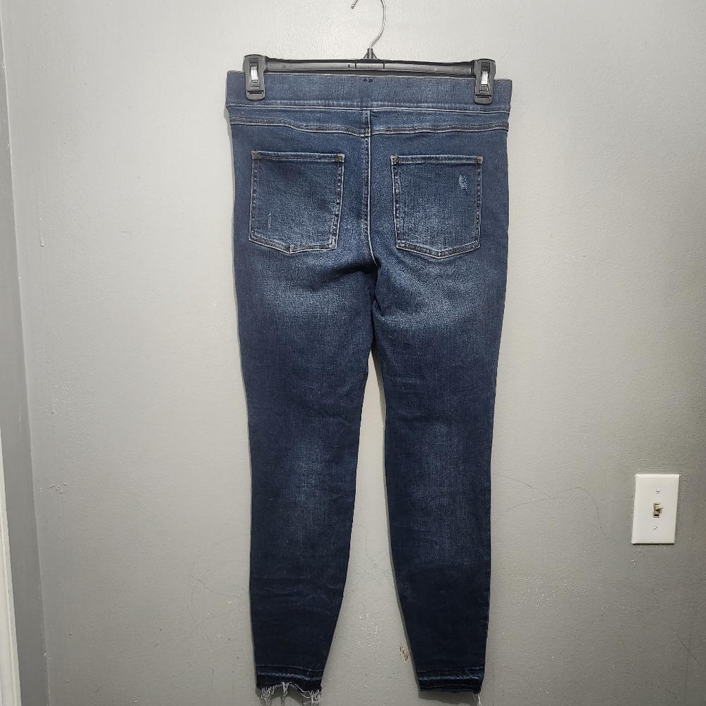 Spanx Women's Distressed Ankle Skinny Pull On Blue Jeans Size Large - Picture 5 of 9